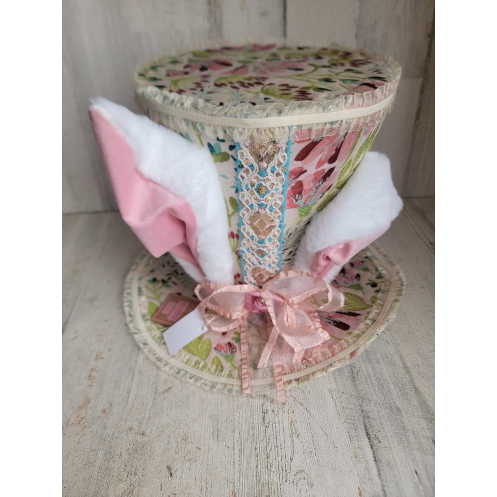 Begonia market large mad hatter rabbit ear hat Easter home figure decor spring
